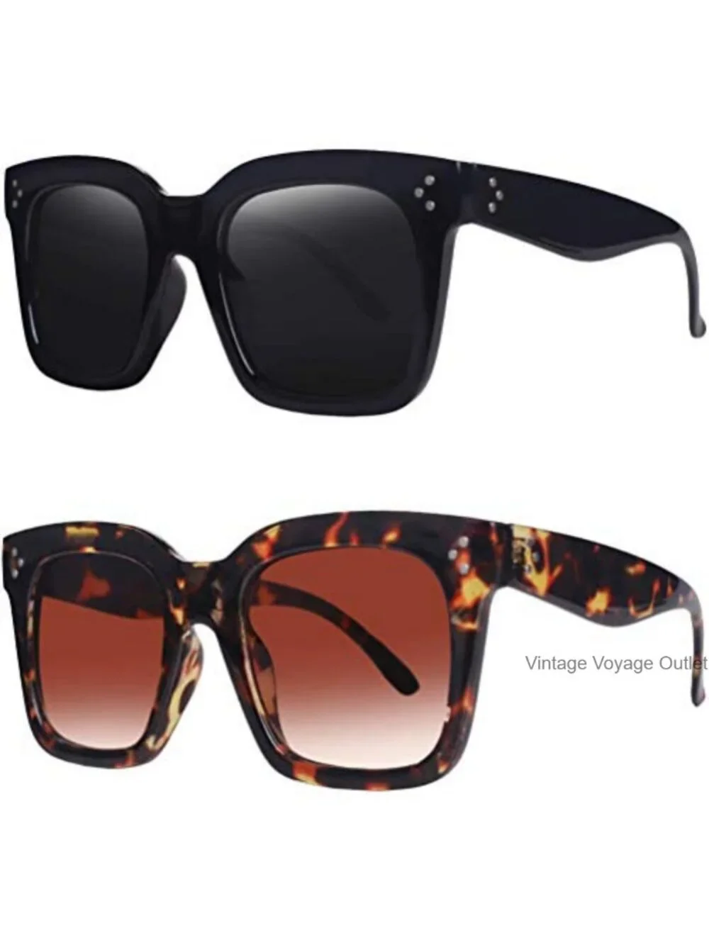 Vintage Oversized Square Sunglasses UV400 Protection Retro Trendy Shades